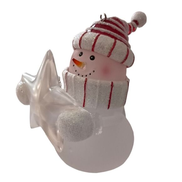 Department 56 Light Up Snowman Ornament With Star Chaser Boxed Acrylic Frosted. - Picture 11 of 16
